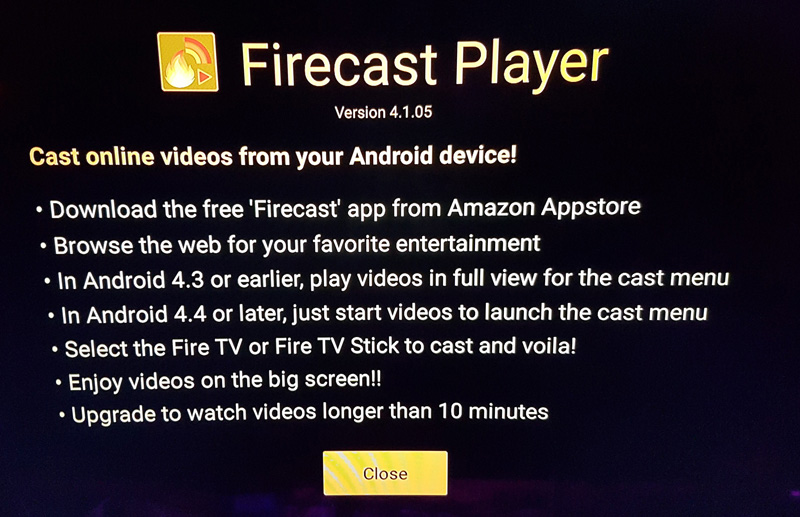 Firecast Player App für den Fire TV Stick